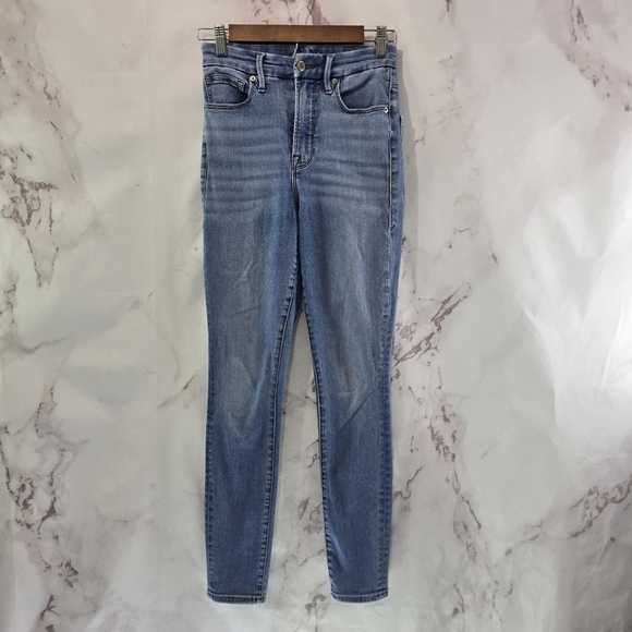 Good American Jeans Womens 2 26 Light Wash Denim High Rise Crop Ankle Skinny - Picture 5 of 11